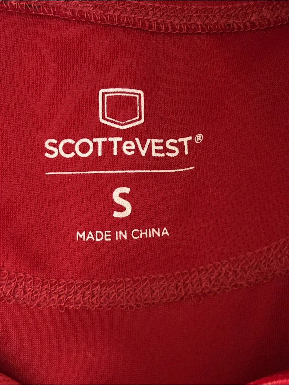 SCOTTeVEST Mens Small Red Pullover 1/4 Zip TEC Long Sleeve Performance